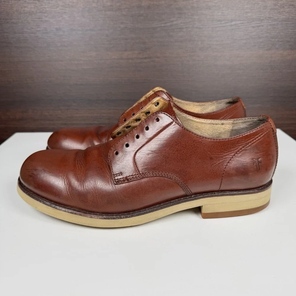 Frye Grant Oxford Men's Brown Leather Dress Casual Shoes Size 10 Model 87636